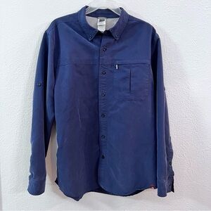 The North Face deep blue button up shirt